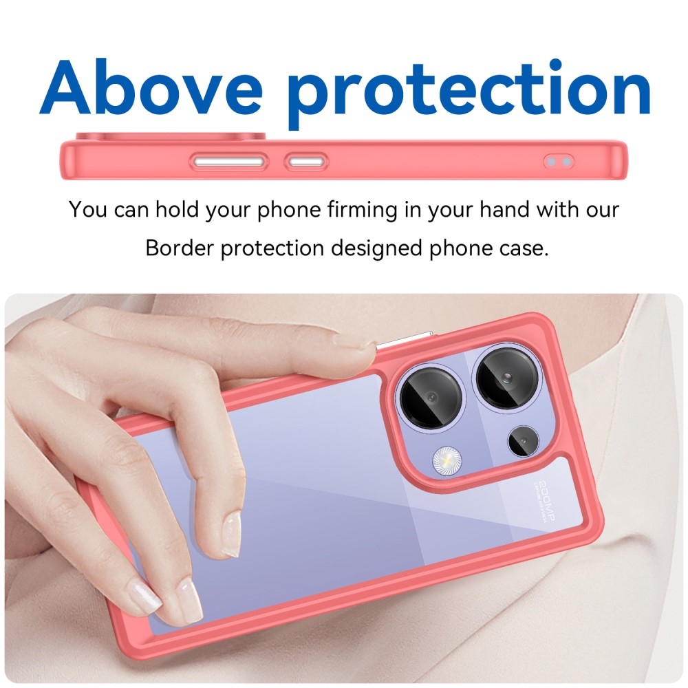 Gél tok kemény hátlappal a Xiaomi Redmi Note 13 Pro 4G/Poco M6 Pro számára - piros színű