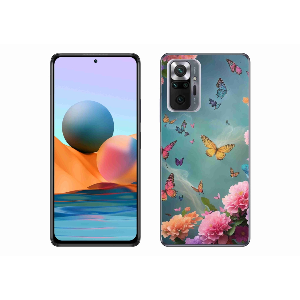 Gél borítás mmCase a Xiaomi Redmi Note 10 Pro számára - színes virágok és pillangók