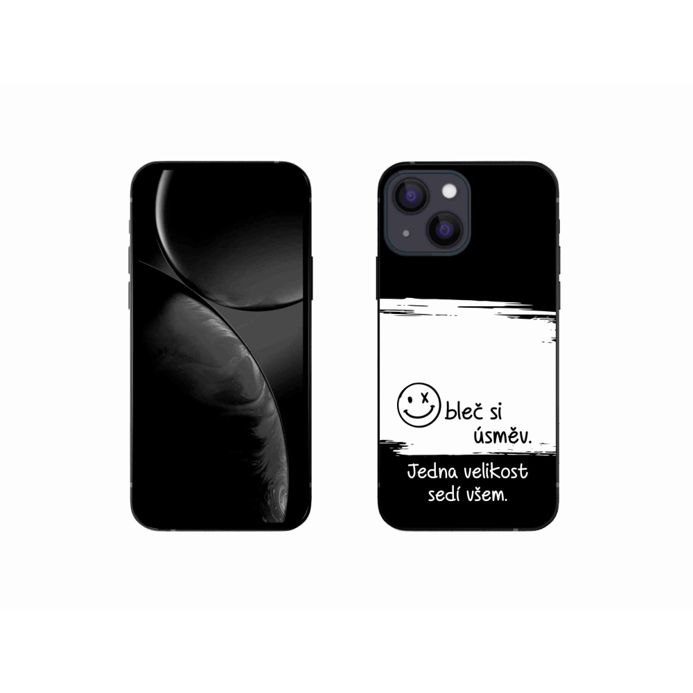 Gél borító mmCase iPhone 13 mini 5.4 - vicces szöveg 8 fehér és fekete háttérrel