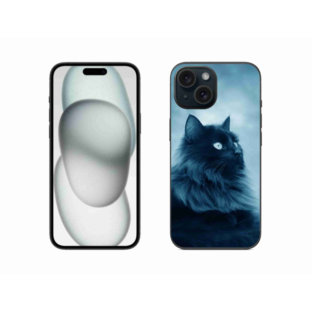 Gél tok mmCase iPhone 15 készülékhez - fekete macska 1