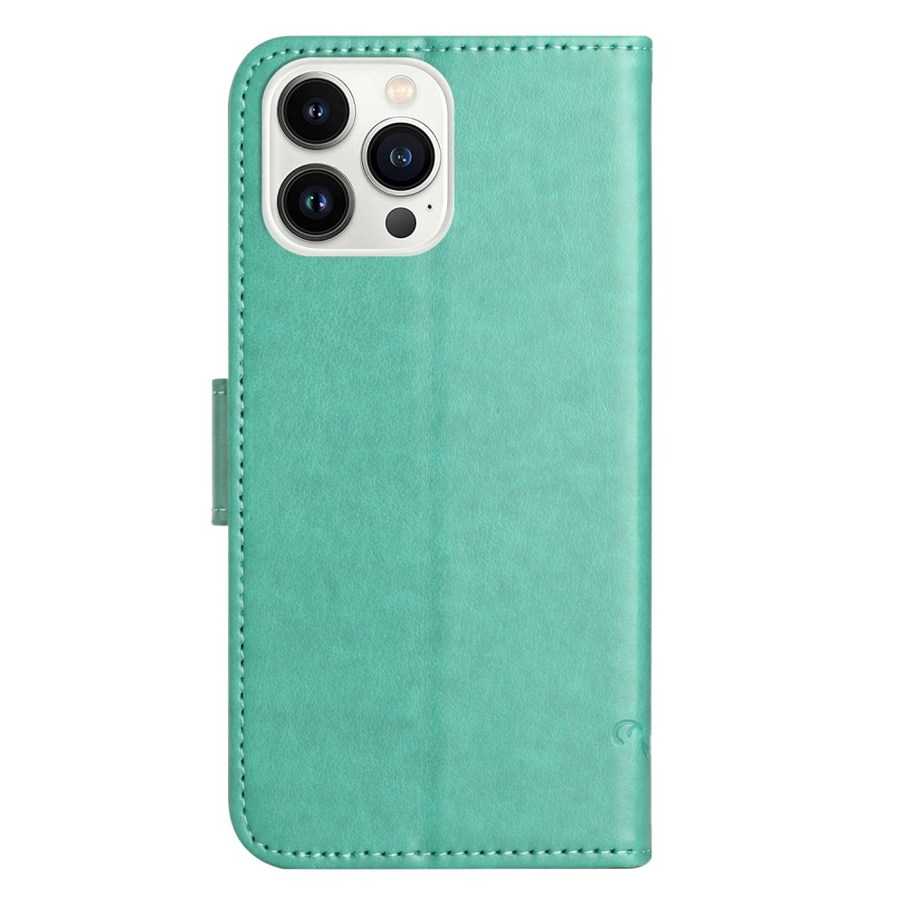 Virágos könyvtáska iPhone 16 Pro Max készülékhez - teal színű