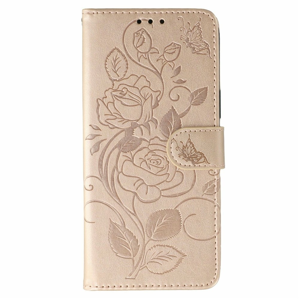 Rózsák könyv tok Xiaomi Redmi 15 5G - rózsaarany