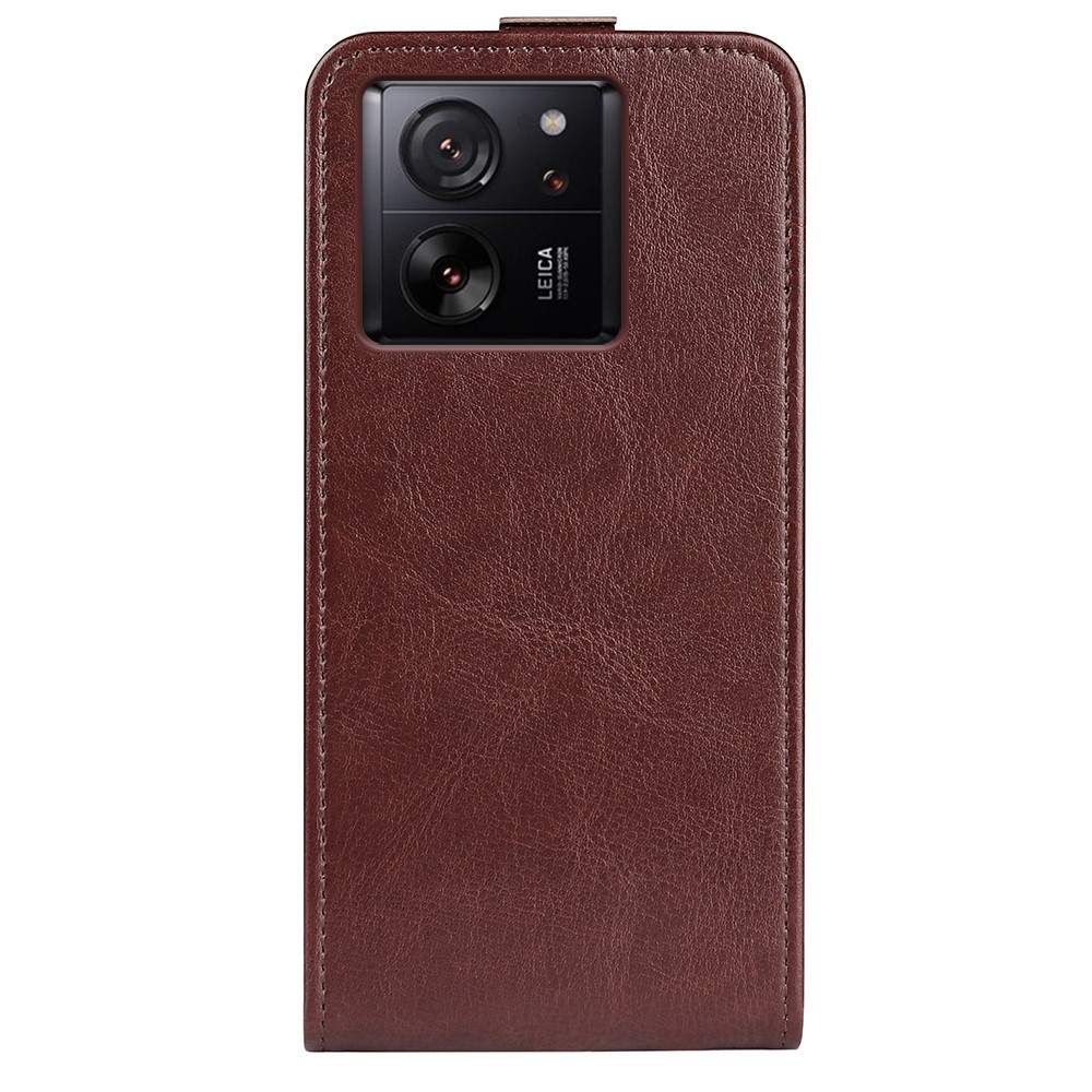 Függőleges flip tok Xiaomi 13T/13T Pro készülékhez - barna
