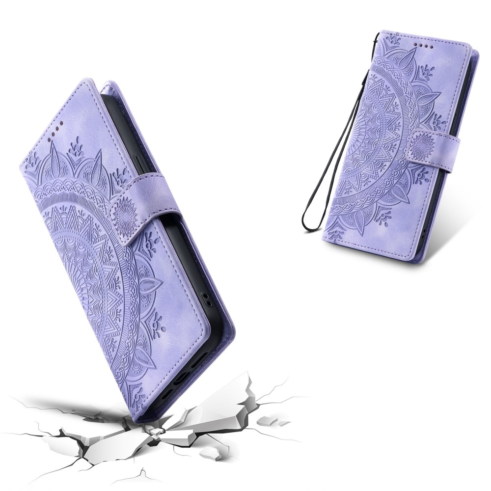 Mandalák könyv tok Xiaomi Redmi Note 14-hez - lila
