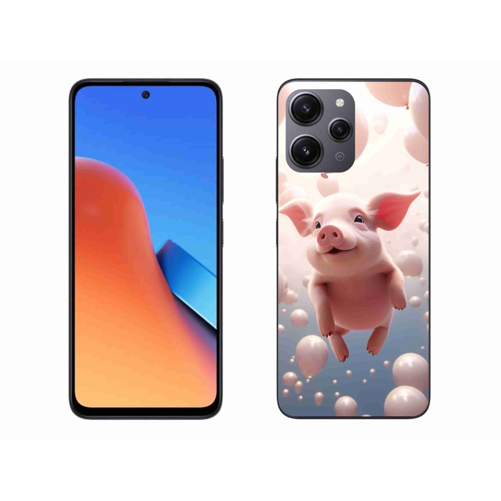 Gél borítás mmCase a Xiaomi Redmi 12-hez - malac lufikkal