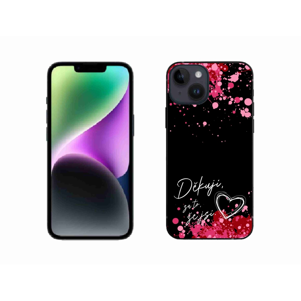 Gél borítás mmCase iPhone 14 készülékhez - text in love 2 fekete háttér