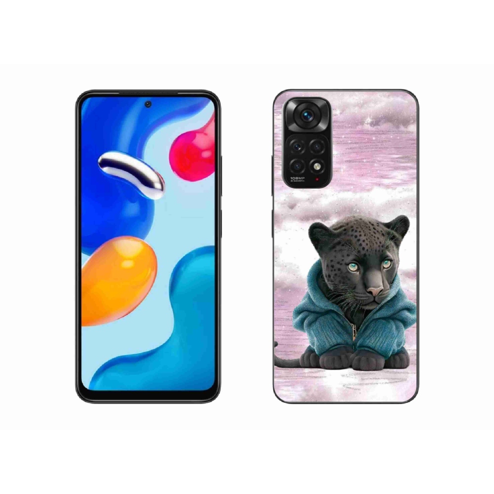 Gél borítás mmCase a Xiaomi Redmi Note 11 4G-hez - fekete párduc pulóverben