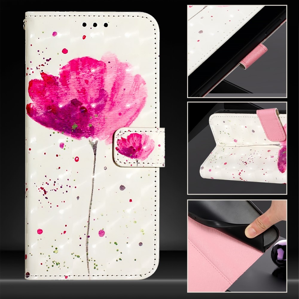 Patte könyv tok Samsung Galaxy M55 5G-hez - rózsaszín virág