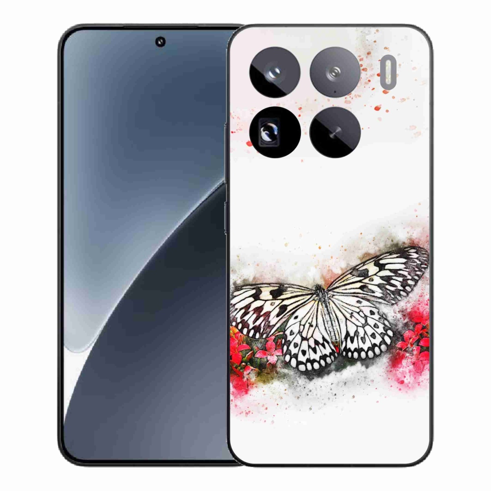 Gél borítás mmCase a Xiaomi 15 Pro számára - fekete-fehér pillangó