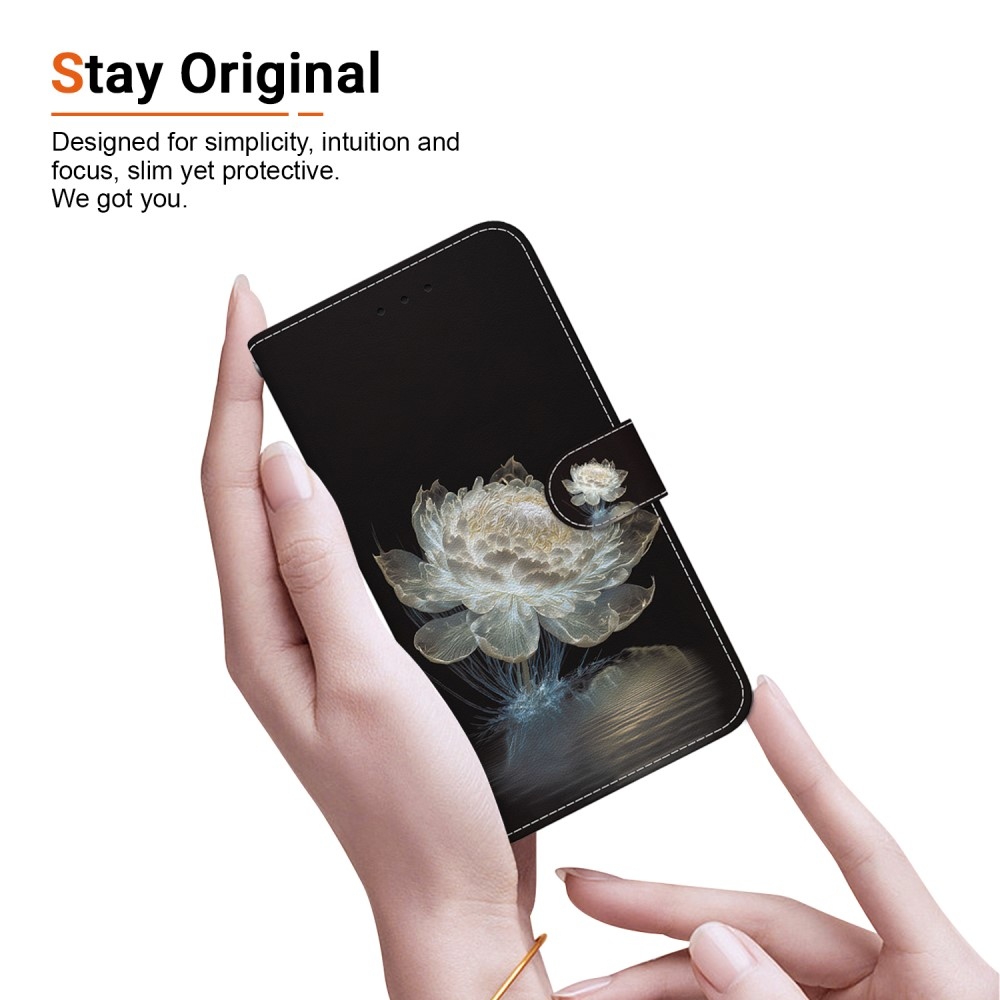 Printern könyv tok Xiaomi Redmi Note 14 5G - fehér pünkösdi rózsafa