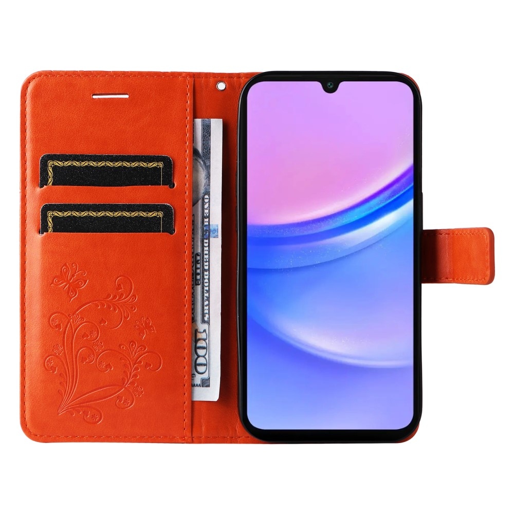 Nagy pillangó könyv tok Samsung Galaxy A16 4G/5G/A26 5G - narancssárga színben
