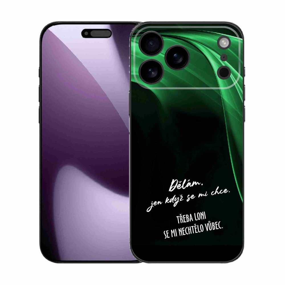 Gél borítás mmCase iPhone 17 Pro Max készülékhez - vicces szöveg 12 fekete háttér