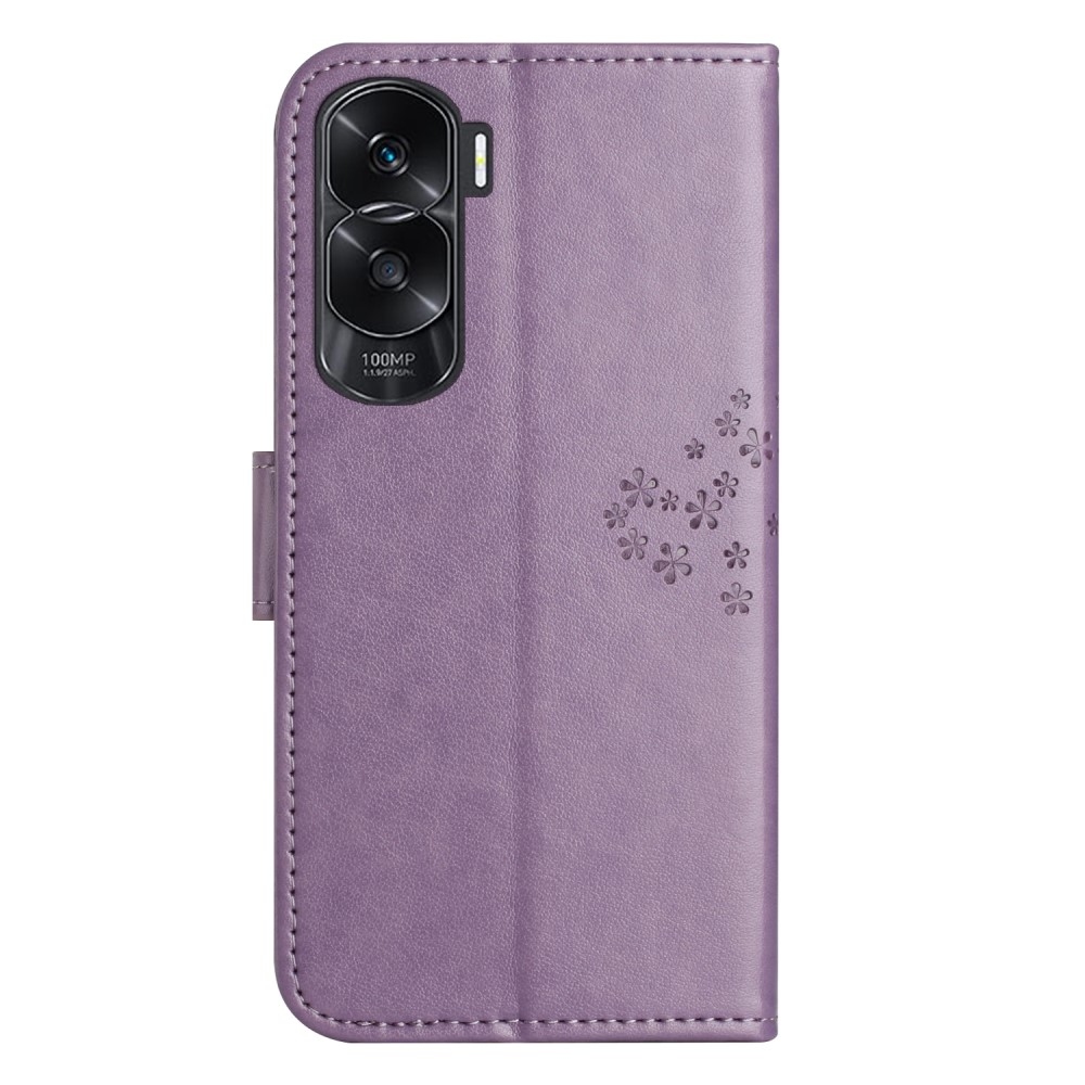 Fa könyvtáska Honor 90 Lite-hoz - világos lila