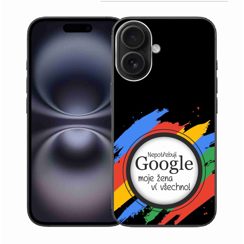 Gél borító mmCase iPhone 16-hoz - a nő mindent tud fekete háttérrel