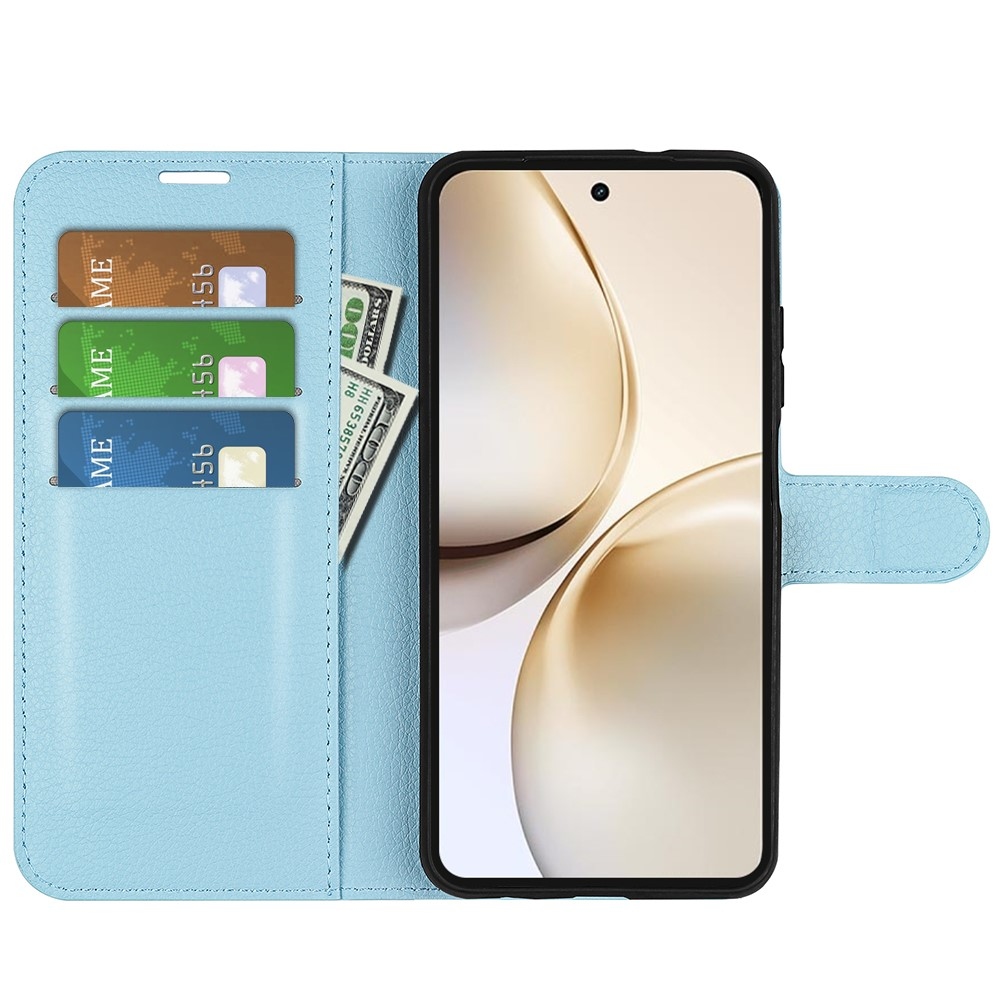 Litchi könyvtáska a Realme 14 Pro+ 5G készülékhez - kék