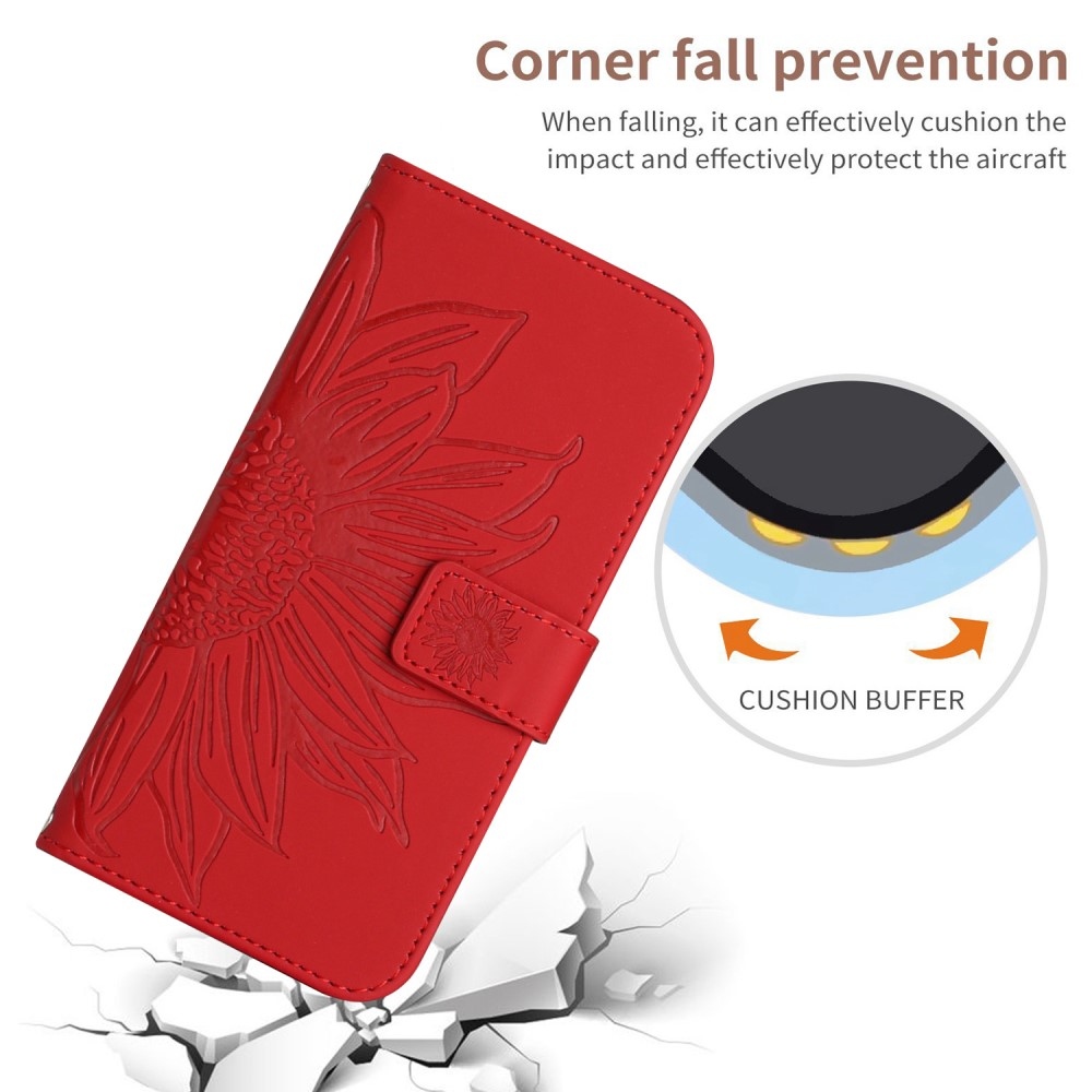 Napraforgó könyv tok Xiaomi Redmi Note 14 Pro-hoz - piros