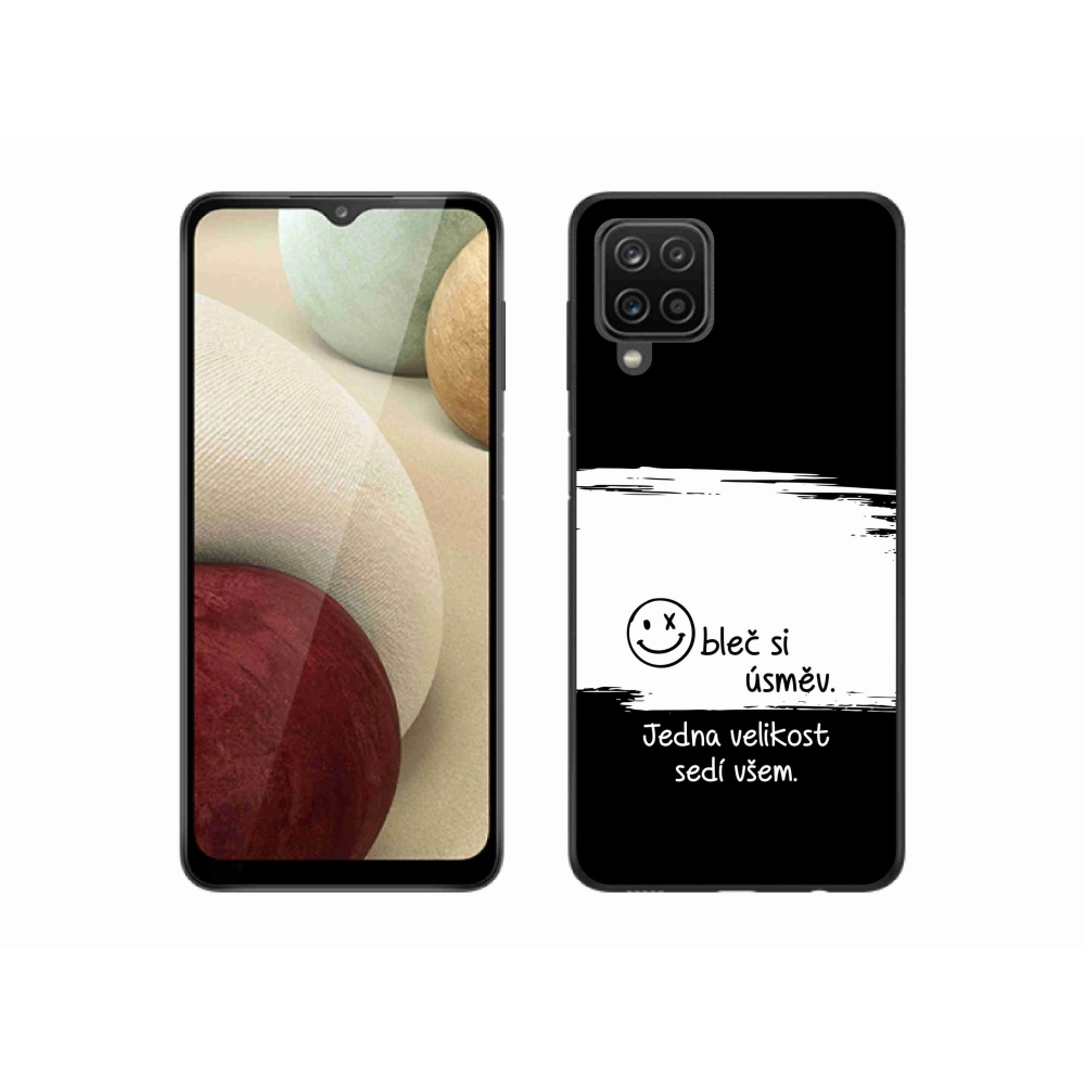 Gél borítás mmCase Samsung Galaxy A12 készülékhez - vicces szöveg 8 fekete-fehér háttérrel