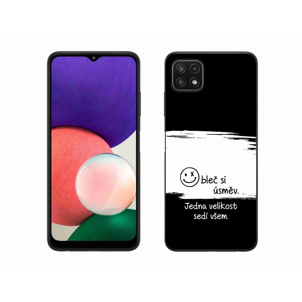 Gél borító mmCase Samsung Galaxy A22 5G - vicces szöveg 8 fekete és fehér háttérrel