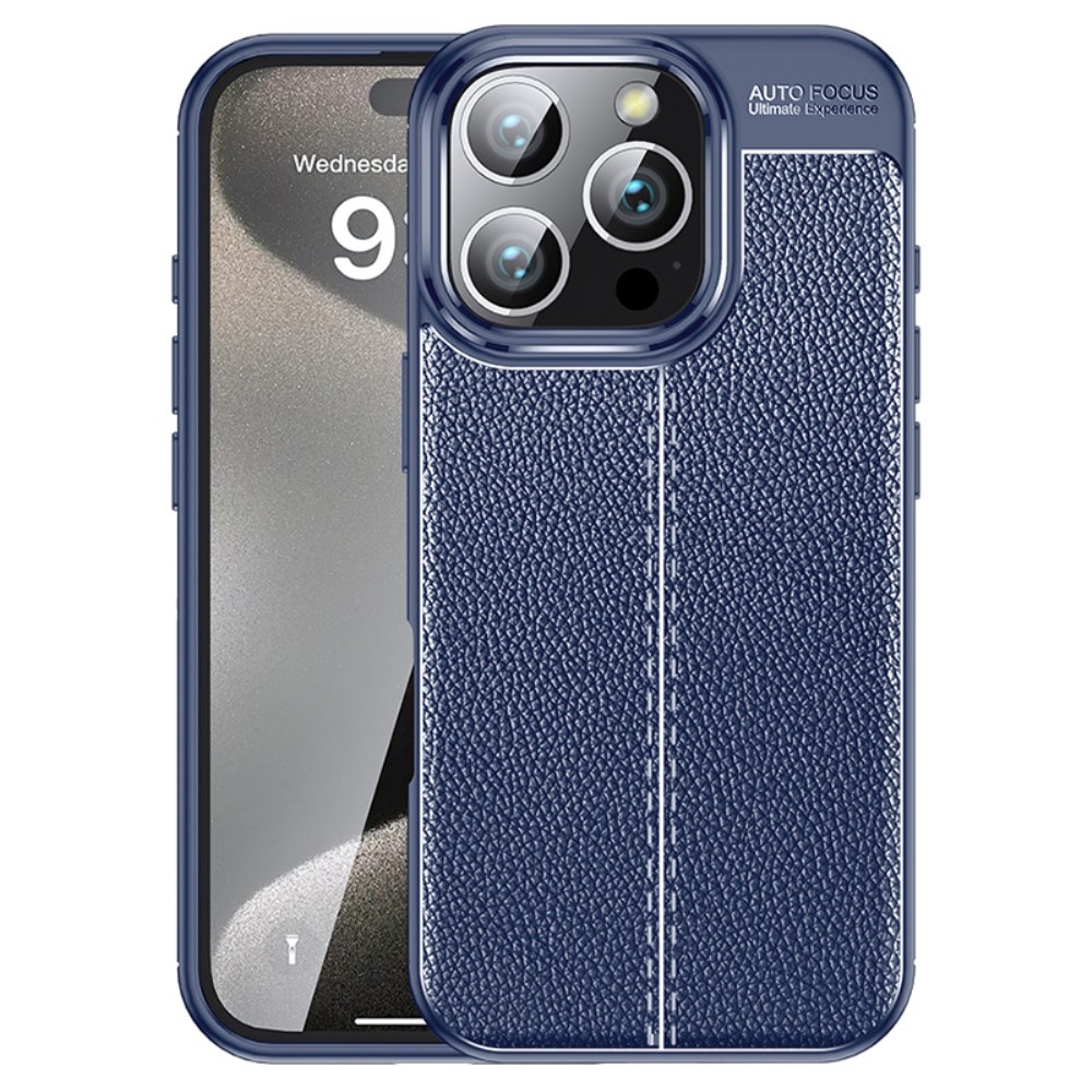 Litchi tartós zselés tok iPhone 16 Pro Max készülékhez - kék