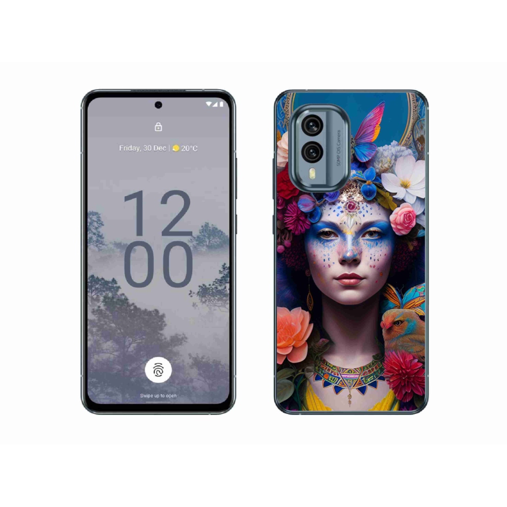 Zselés borítás mmCase a Nokia X30 5G készülékhez - nő virágokkal
