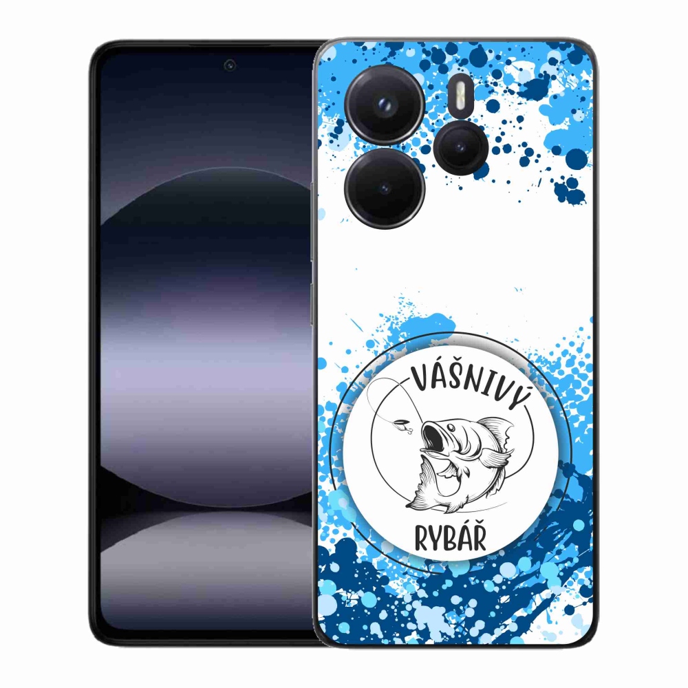 Gél borító mmCase a Xiaomi Redmi Note 14-hez - szenvedélyes halász fehér háttérrel
