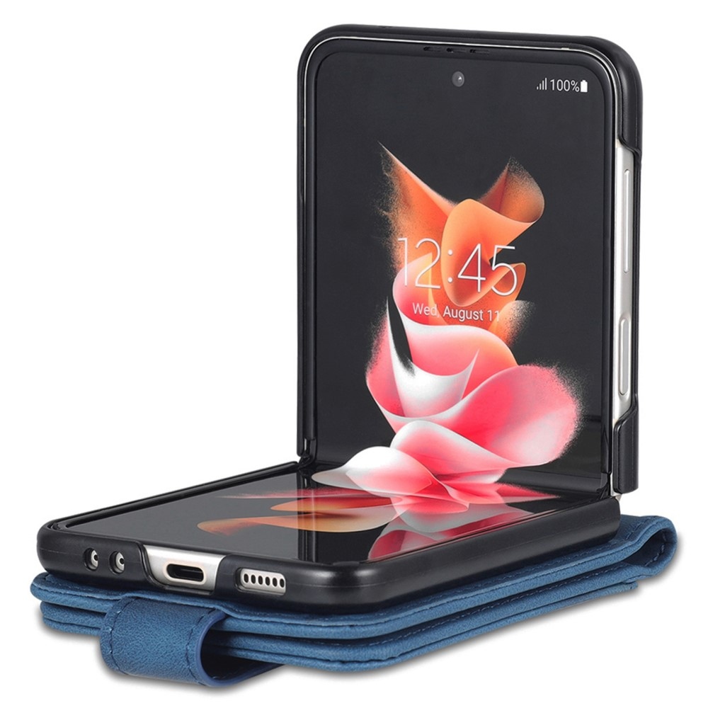 AZNS műanyag borítás PU bőrrel Samsung Galaxy Z Flip5 5G - kék