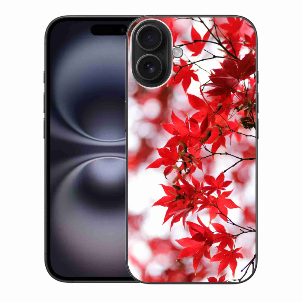 Zselés borítás mmCase iPhone 16 Plus készülékhez - piros levelek