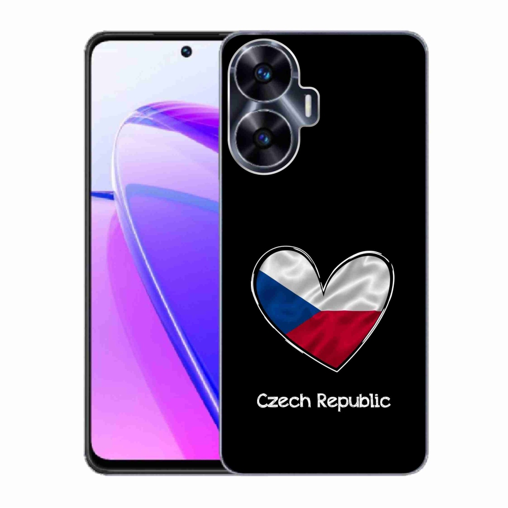 Zselés borító mmCase a Realme C55 készülékhez - zászlós szív fekete háttérrel