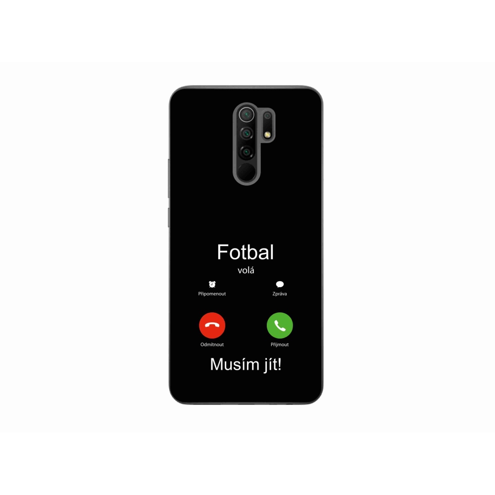 Gél borító mmCase a Xiaomi Redmi 9 - futball hívások fekete háttérrel