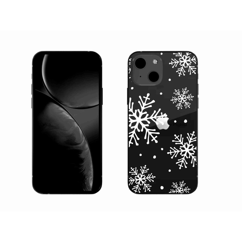 Gél borítás mmCase iPhone 13 6.1 készülékhez - fehér hópelyhek átlátszó háttéren