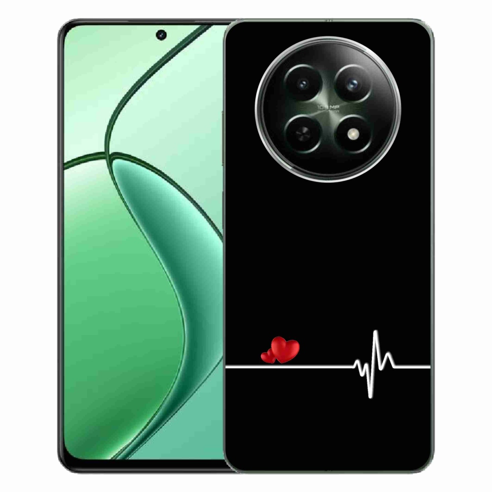 Gél borító mmCase a Realme 12 5G/12x 5G készülékhez - szív és szívverés fekete háttérrel
