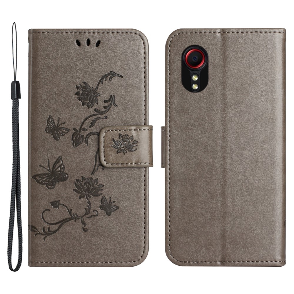 Virágos könyv tok Samsung Galaxy Xcover 7 készülékhez - szürke