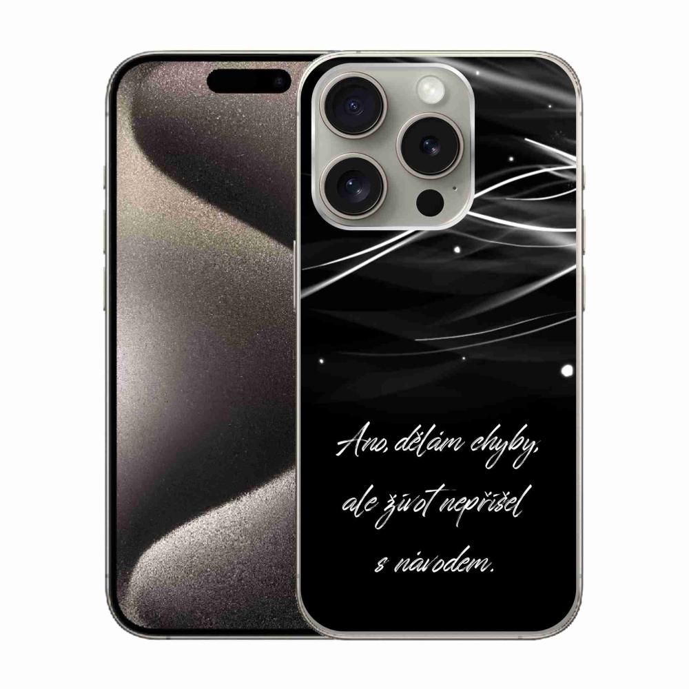 Zselés borítás mmCase iPhone 15 Pro készülékhez - idézőjel fekete háttér