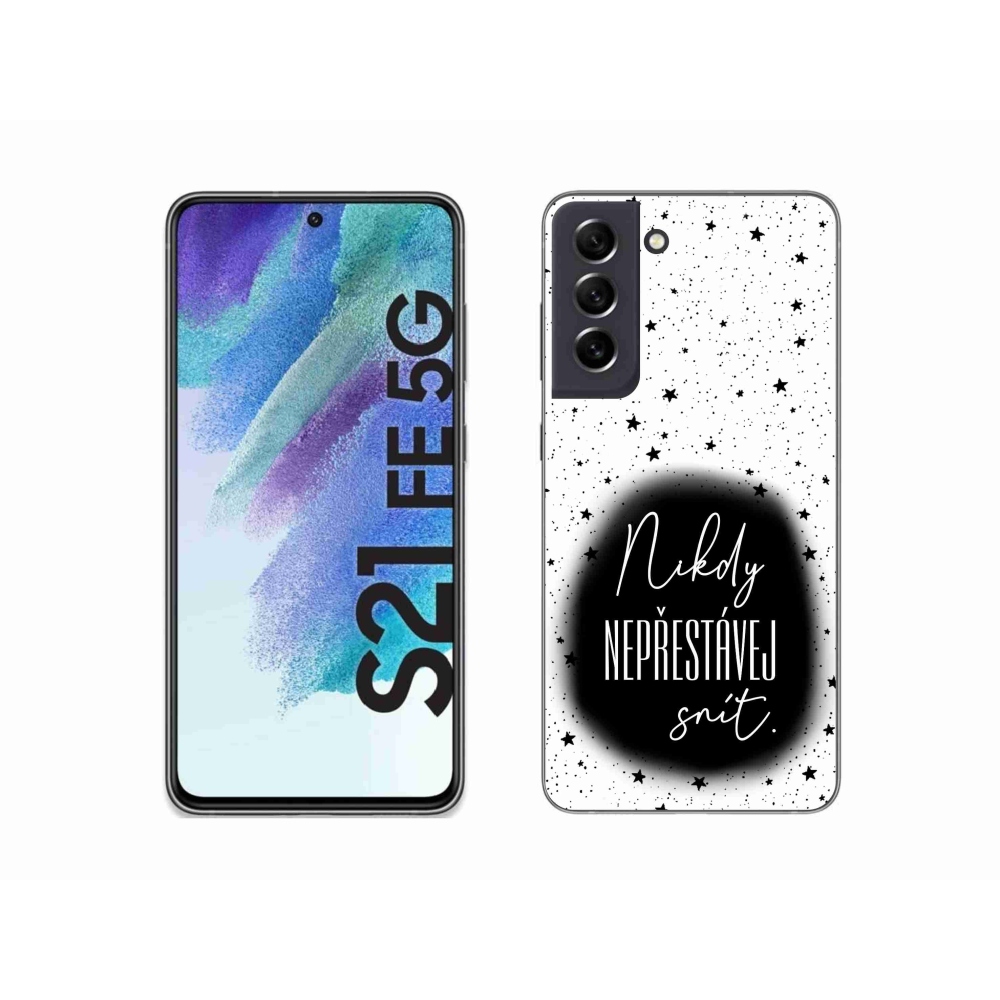 Zselés borítás mmCase Samsung Galaxy S21 FE 5G - idézet 1 fekete és fehér háttérrel