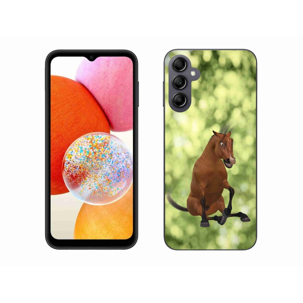 Zselés borítás mmCase Samsung Galaxy A14 4G/5G - barna rajzfilm ló 1