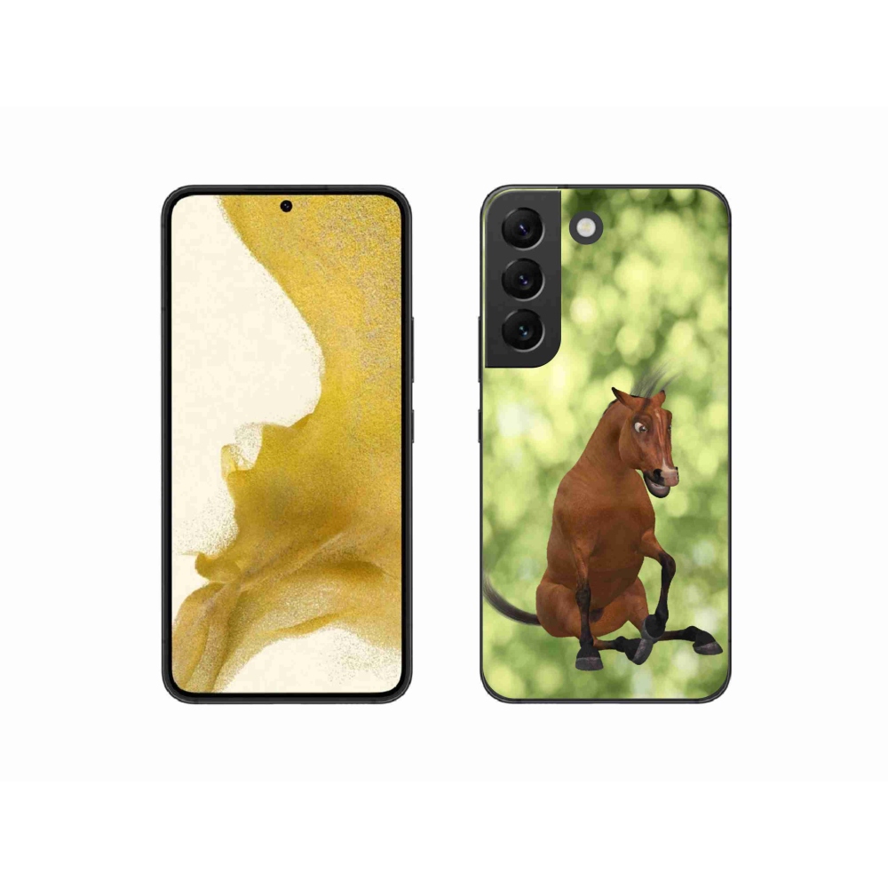 Zselés borítás mmCase Samsung Galaxy S22 5G - barna rajzfilm ló 1