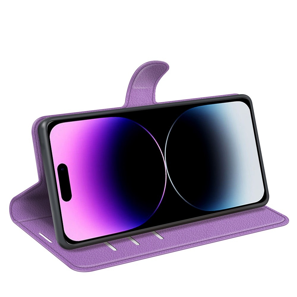 Litchi könyvtáska iPhone 15 Pro Max készülékhez - lila