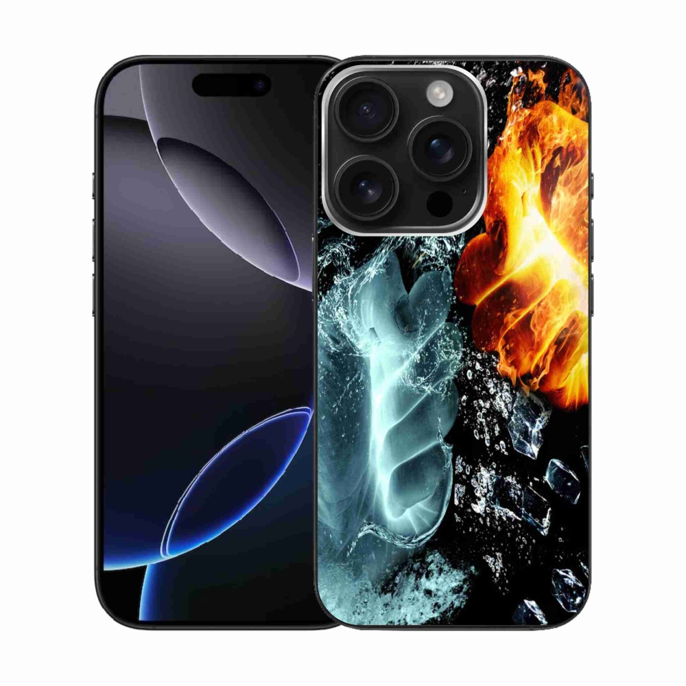 Zselés borítás mmCase iPhone 16 Pro készülékhez - víz és tűz