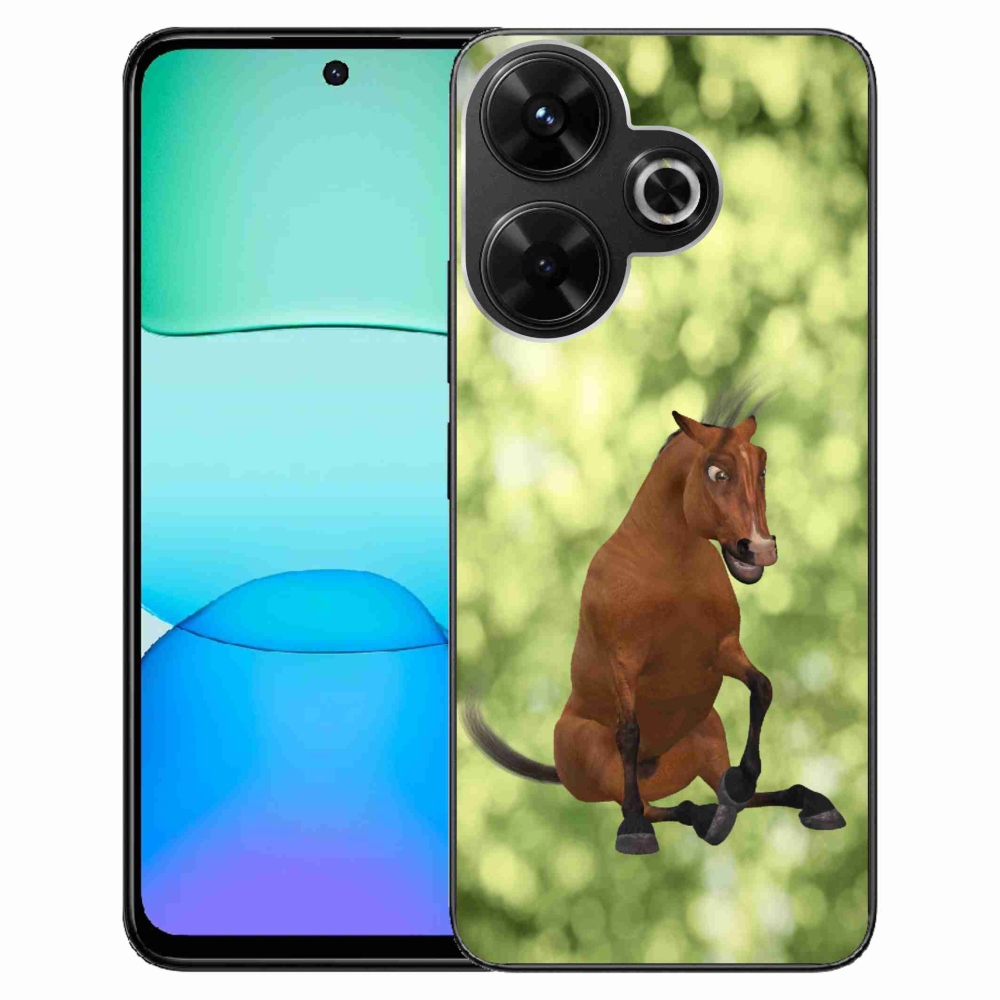 Gél borítás mmCase a Xiaomi Redmi 13 4G/Poco M6 4G - barna rajzfilm ló 1