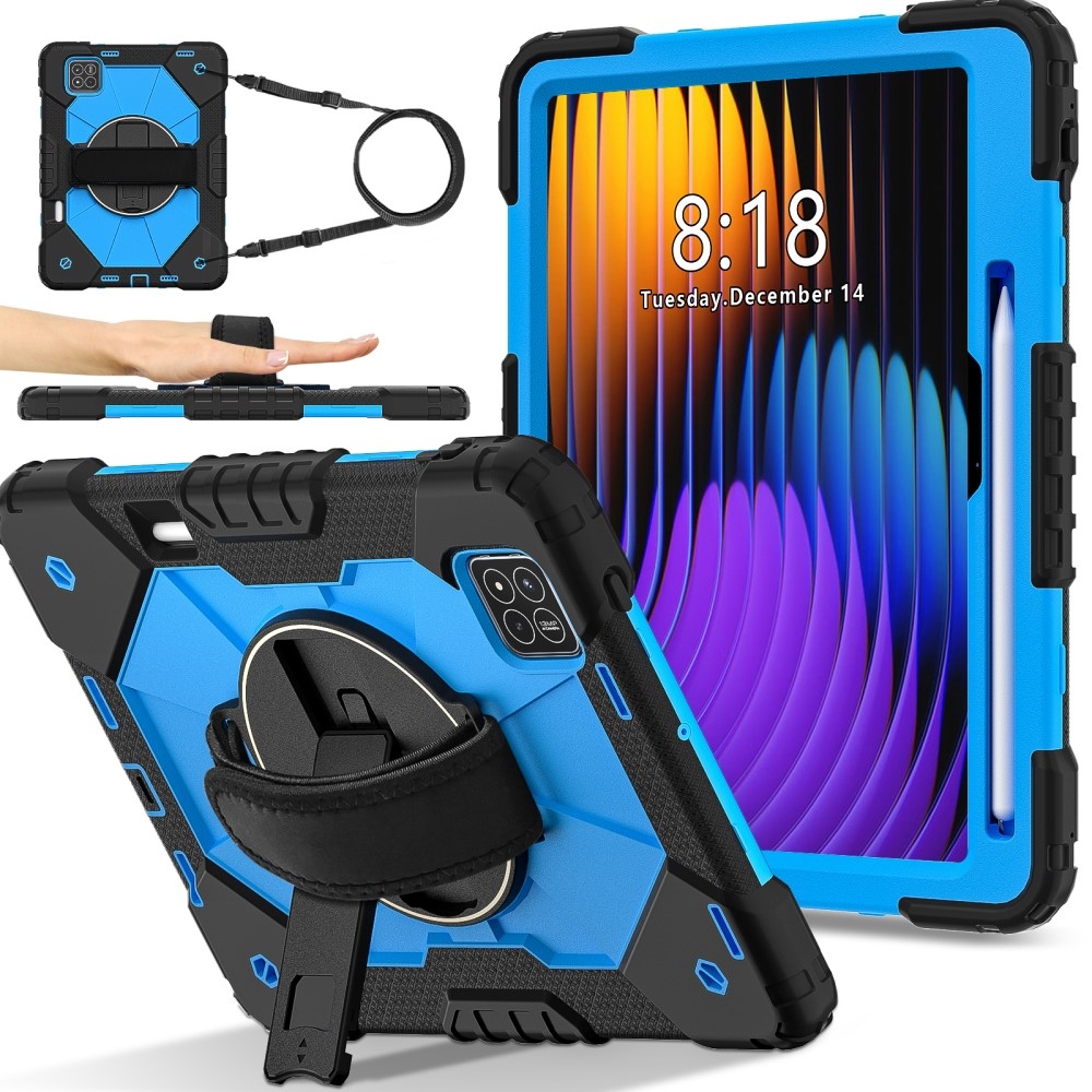 Strapabíró huzat kéztartóval és vállpánttal Xiaomi Pad 7/7 Pro-hoz - fekete/kék