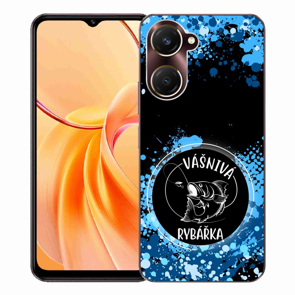 Gél borító mmCase a Vivo Y28s 5G-hez - szenvedélyes halásznő fekete háttérrel
