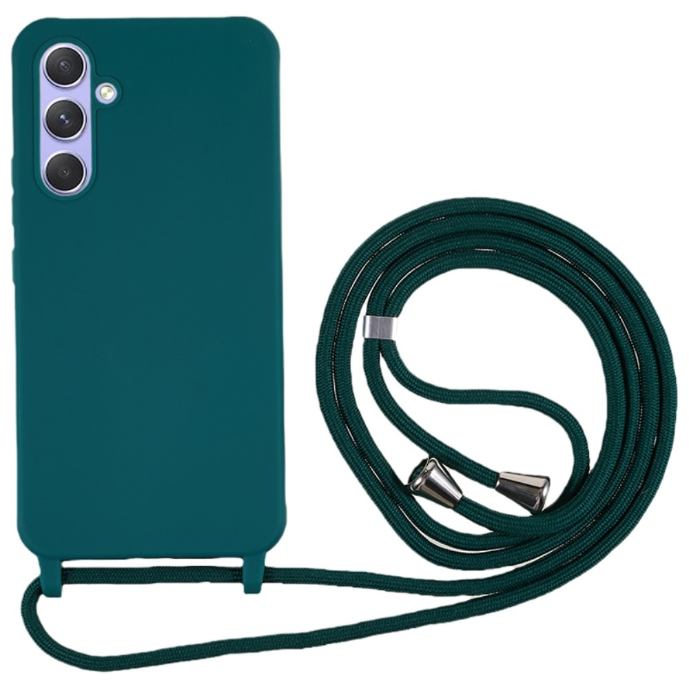 Zsinórral ellátott zselés tok Samsung Galaxy S25+ készülékhez - sötétzöld