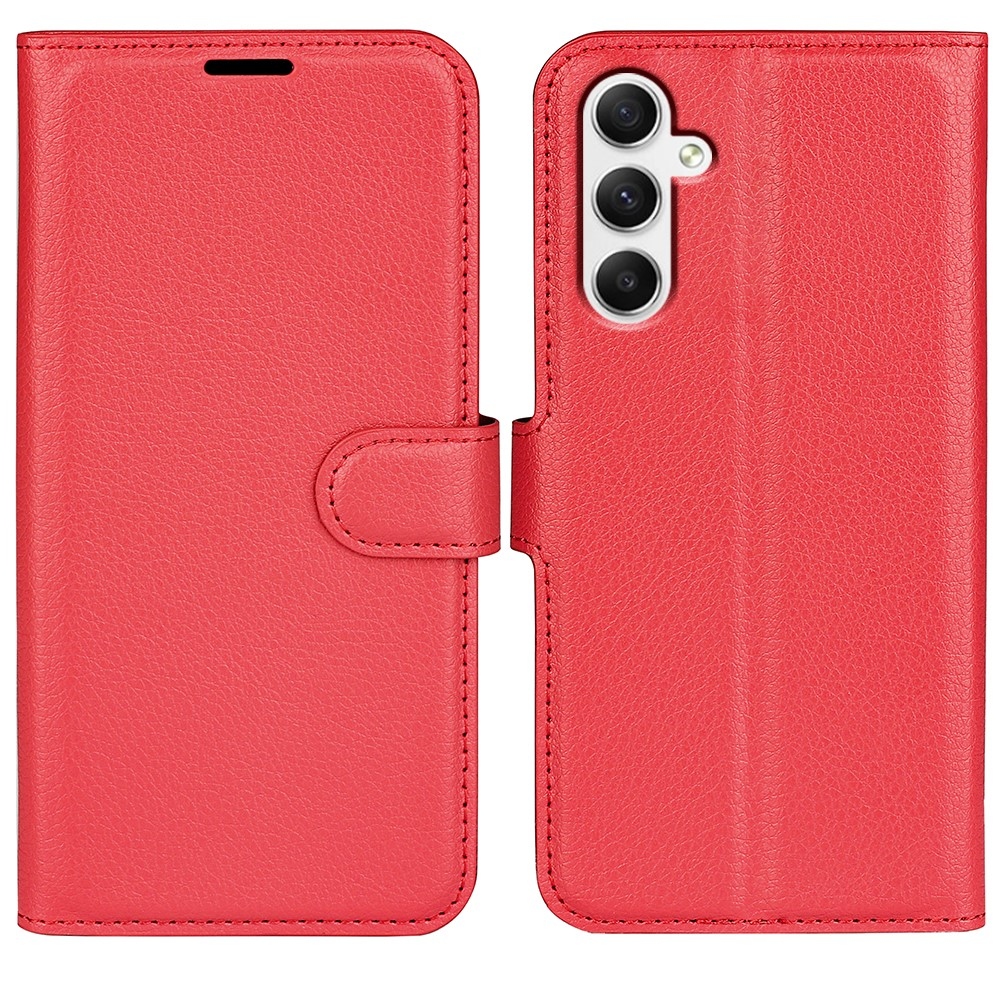 Litchi könyv tok Samsung Galaxy A35 5G - piros