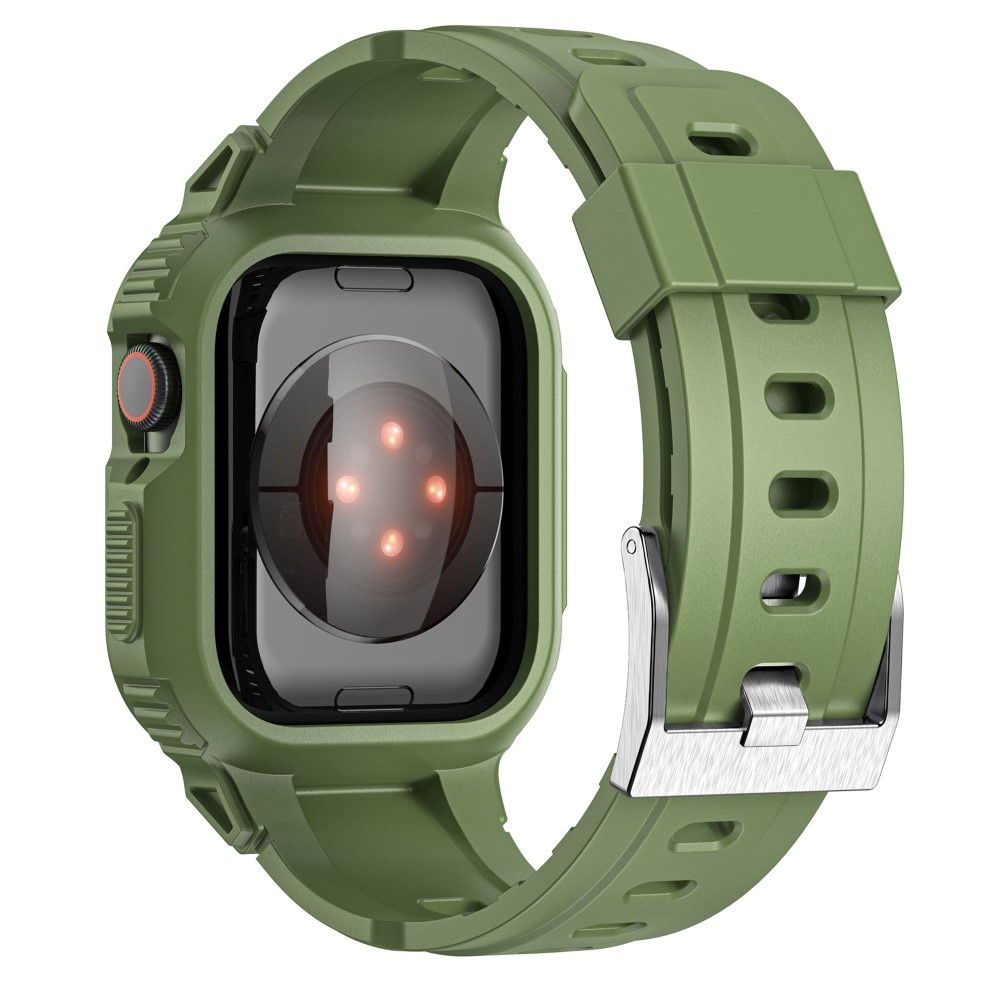 Cseppálló szilikon tok szíjjal Apple Watch Ultra 49mm készülékhez - zöld