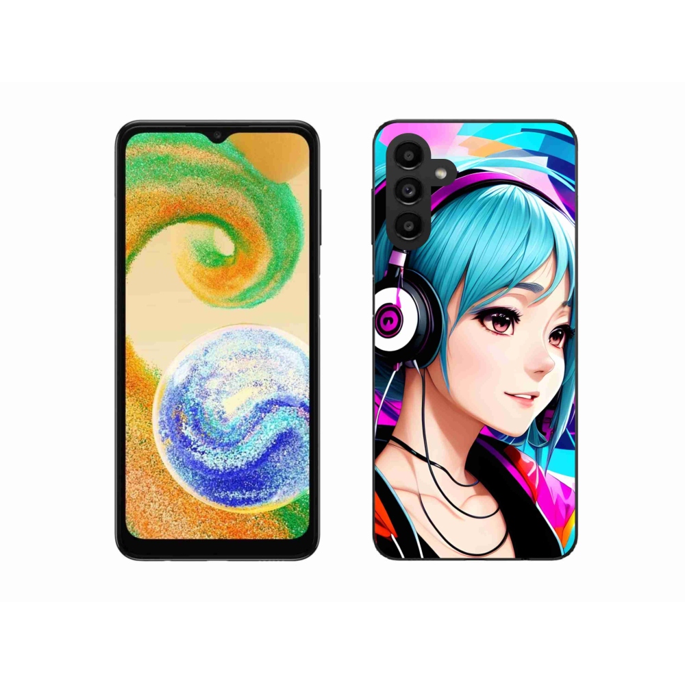 Gél borítás mmCase Samsung Galaxy A04s (164.7x76.7x9.1mm) - lány fejhallgatóval
