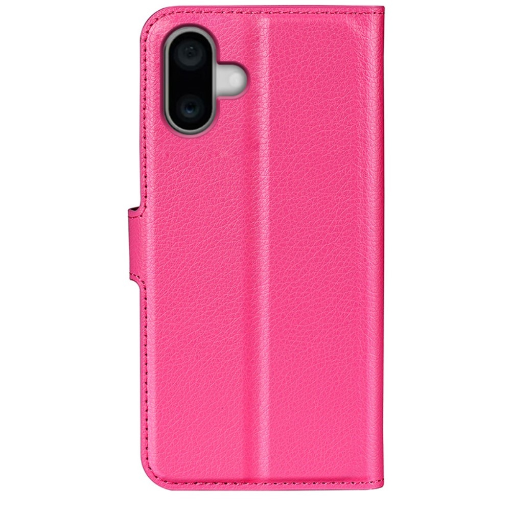 Litchi könyv tok iPhone 16 Plus készülékhez - rózsaszínű