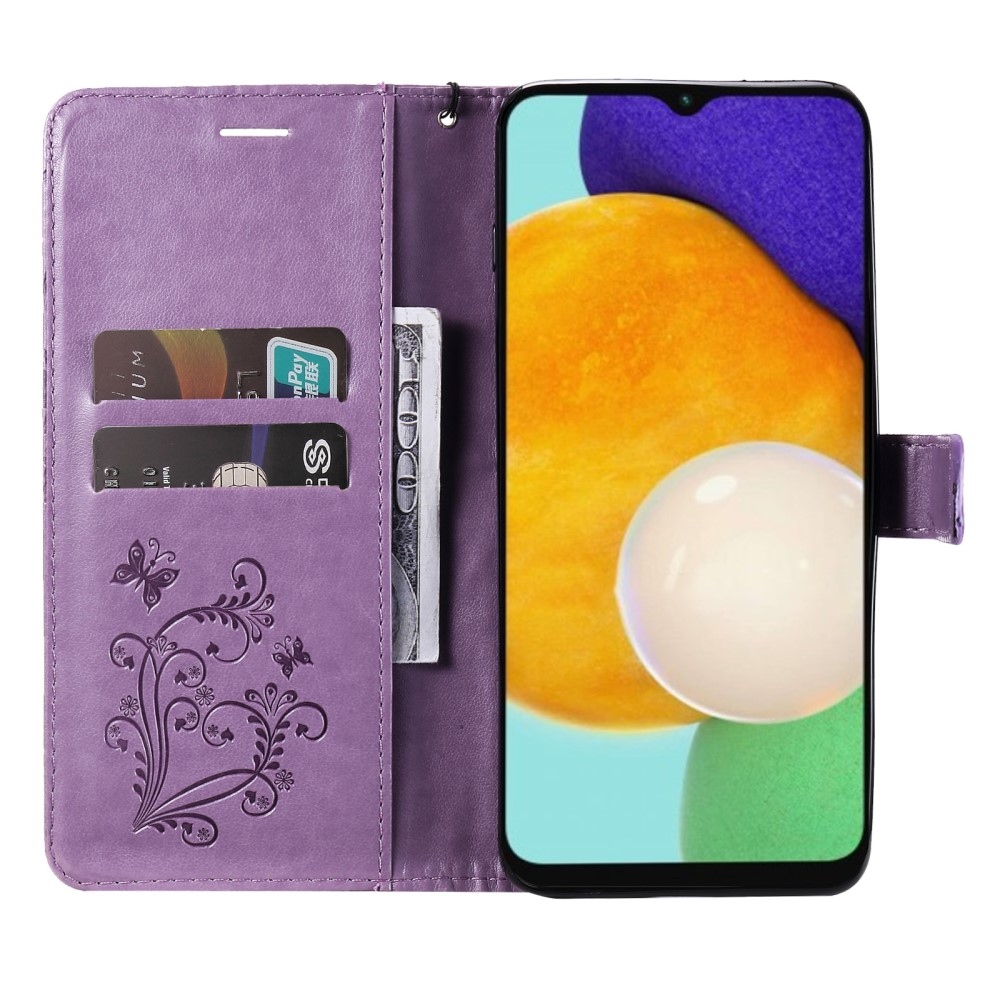 Nagy Buttefly könyv tok Samsung Galaxy A13 5G/A04s készülékhez - lila