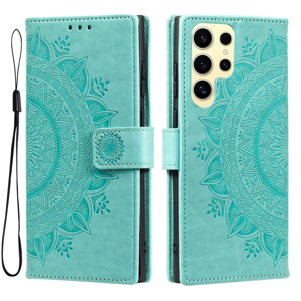 Mandala könyv tok Samsung Galaxy S25 Ultra készülékhez - teáskék színű
