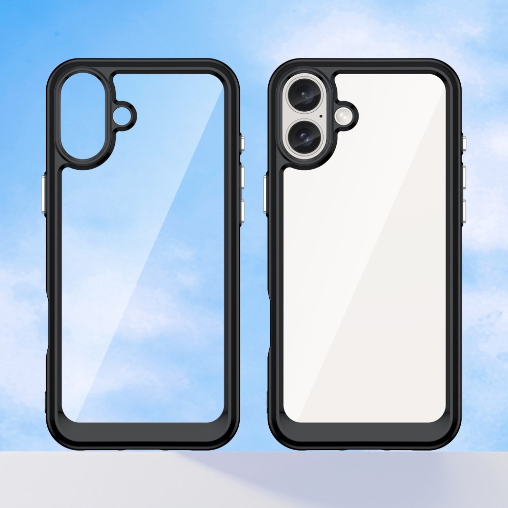 Gél tok fix hátlappal iPhone 16 Plus készülékhez - fekete