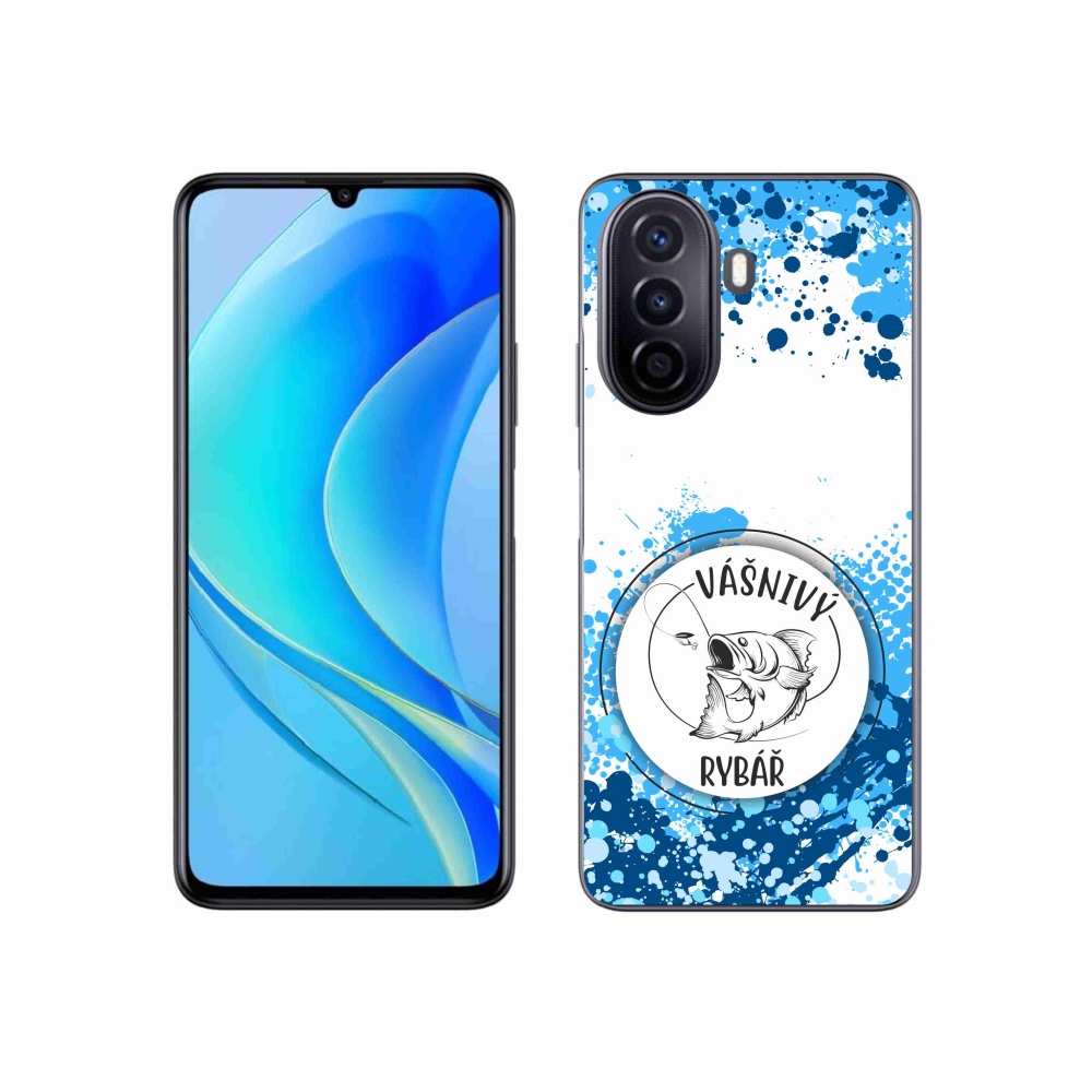 Gél borító mmCase a Huawei Nova Y70-hez - szenvedélyes halász fehér háttérrel